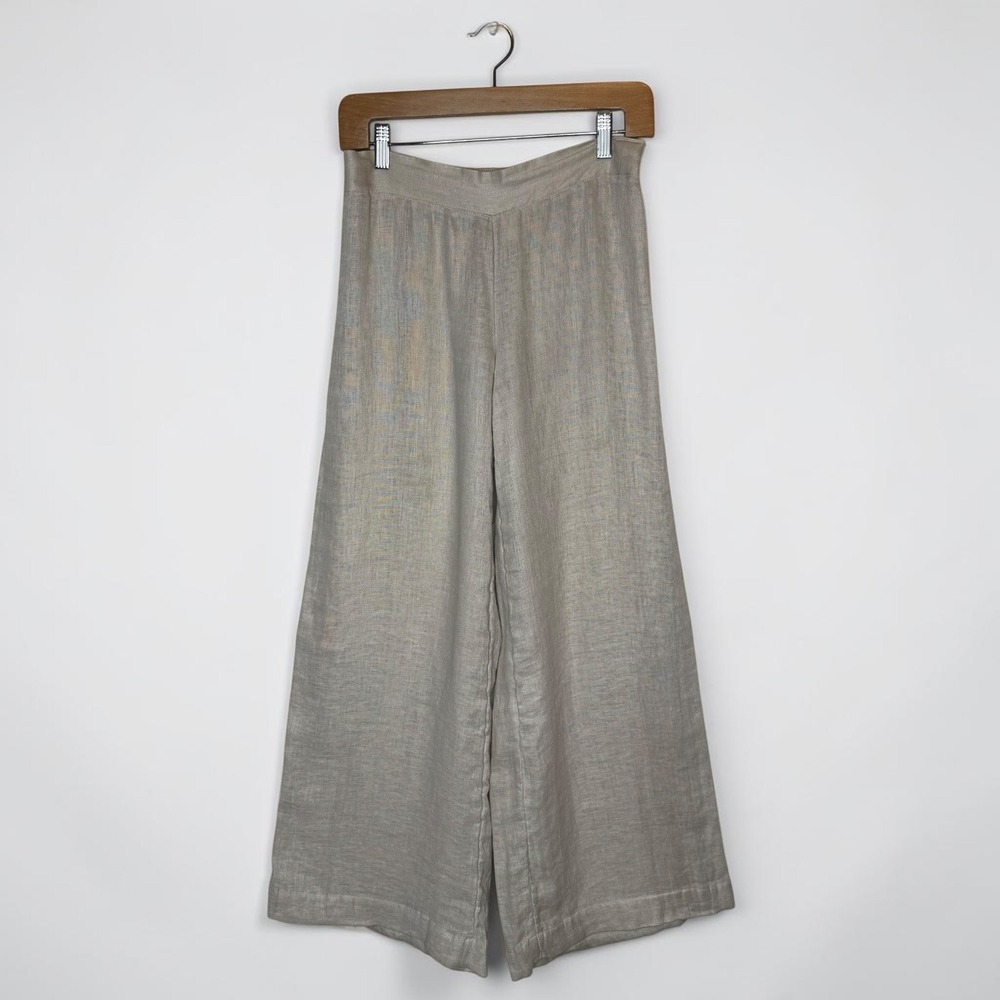 INC‎ International Concepts Beach 100% Linen Wide Leg Pants Lagenlook Beige sz 4